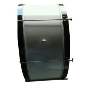 Zaima Heavy Aluminum Bass Drum-Marching Drum- P.T Drum – Available in 22, 24, 26 & 28 Inches with Dark Grey Shell, Black Flat Rims, and Screw Tensions – Ideal for School Bands, Army Bands, and Marching Parades – Manufactured by Al Yumna Overseas Pvt. Ltd.