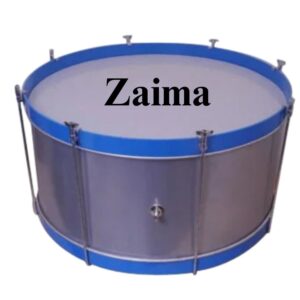 Zaima Heavy Aluminium Bass Drum -Marching Drum- P.T Drum– Available in 22, 24, 26 & 28 Inches with Silver/Grey Shell, Blue Flat Rims, and Screw Tensions – Ideal for School Bands, Army Bands, and Marching Parades – By Al Yumna Overseas Pvt. Ltd.