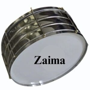 Zaima Heavy Bass Drum-Marching Drum- P.T Drum in Silver Color – Available in 22, 24, 26, and 28 Inches, Featuring Wide Stainless Steel Shell, Flat Rims, and Screw Tensions – Ideal for School Bands, Army Bands, and Marching Parades – Manufactured by Al Yumna Overseas Pvt. Ltd.