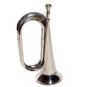 Bugle Nickel Plated with Mouthpiece & Hard Case | Brand Zaima – Manufactured by Al Yumna Overseas Pvt. Ltd | Ideal for School Band & Army Band | Professional Nickel Finish, Bright Sound, Durable, Elegant Design & Ready-to-Play