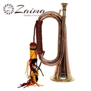 Bugle Copper & Brass Finish with Mouthpiece & Hard Case | Brand Zaima – Manufactured by Al Yumna Overseas Pvt. Ltd | Ideal for School Band & Army Band | Professional Copper Design, Superior Sound, Durable, Elegant & Ready-to-Play