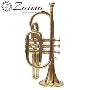 Cornet Trumpet Bb Brass Finish with Mouthpiece & Hard Case | Brand Zaima – Manufactured by Al Yumna Overseas Pvt. Ltd | Perfect for School Band & Army Band | Superior Brass Construction, Professional Sound, Elegant Design, Durable & Ready-to-Play