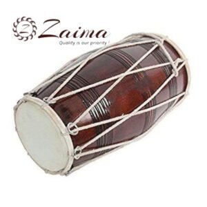 Professional Sheesham Wood Dholak | Handcrafted Indian Drum with Goat Skin Leather Heads | Rope & Bolt Tuning Combination for Perfect Sound | Rich Brown Finish | Ideal for Folk, Bhajan & Classical Music | Brand Zaima by Al Yumna Overseas Pvt. Ltd.