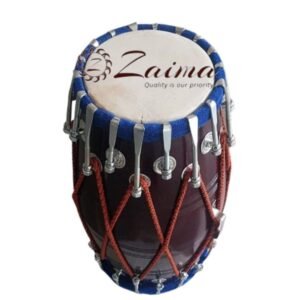 Wood Handmade Dholak | Traditional Indian Folk Drum with Natural Leather Heads | Dual Tuning System – Rope & Nut-Bolt Fitting | Rich Brown Finish | Perfect for Bhajan, Kirtan & Folk Music Performances | Brand Zaima by Al Yumna Overseas Pvt. Ltd.