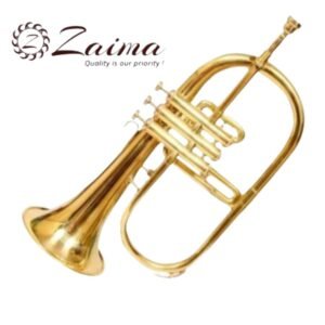 Flugelhorn Bb  3-Valve Brass Finish with Mouthpiece & Hard Case | Brand Zaima – Manufactured by Al Yumna Overseas Pvt. Ltd | Ideal for School Band & Army Band | Professional Brass Construction, Rich Tone, Elegant Design, Durable & Ready-to-Play