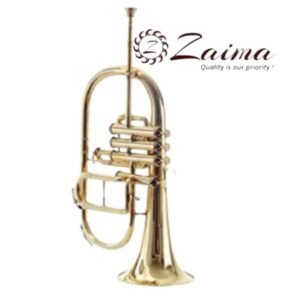 Flugelhorn Bb 4-Valve Brass Finish with Mouthpiece & Hard Case | Brand Zaima – Manufactured by Al Yumna Overseas Pvt. Ltd | Ideal for School Band & Army Band | Professional Brass Construction, Rich Tone, Elegant Design, Durable & Ready-to-Play
