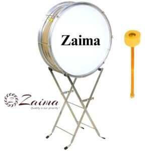 Zaima Heavy Stainless Steel Bass Drum-Marching Drum- P.T Drum – Available in 22, 24, 26 & 28 Inches with Wide Shell, Silver Finish, T-Type Rims & Screw Tensions – Perfect for School Bands, Army Marching Bands, and Parade Performances by Al Yumna Overseas Pvt. Ltd.