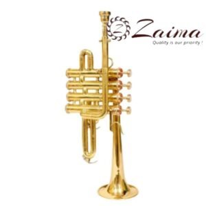 Piccolo Trumpet Bb 4-Valve Brass Finish with Mouthpiece & Hard Case | Brand Zaima – Manufactured by Al Yumna Overseas Pvt. Ltd | Ideal for School Band & Army Band | Professional Brass Construction, Superior Sound, Compact Design, Durable & Ready-to-Play