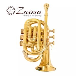 Pocket Trumpet  Bb Brass Finish with Mouthpiece & Hard Case | Brand Zaima – Manufactured by Al Yumna Overseas Pvt. Ltd | Ideal for School Band & Army Band | Compact Design, Superior Brass Construction, Bright Sound, Durable & Ready-to-Play