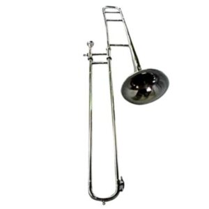 Slide Trombone Nickel Plated with Mouthpiece & Hard Case | Brand Zaima – Manufactured by Al Yumna Overseas Pvt. Ltd | Ideal for School Band & Army Band | Professional Nickel Finish, Smooth Slide Action, Rich Tone, Durable & Ready-to-Play