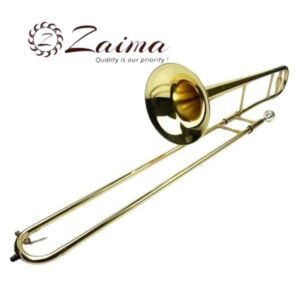 Slide Trombone Brass Finish with Mouthpiece & Hard Case | Brand Zaima – Manufactured by Al Yumna Overseas Pvt. Ltd | Ideal for School Band & Army Band | Professional Brass Construction, Smooth Slide Action, Rich Tone, Durable & Ready-to-Play