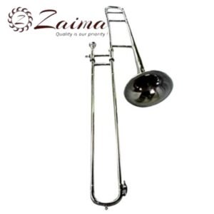 Slide Trombone Nickel Plated with Mouthpiece & Hard Case | Brand Zaima – Manufactured by Al Yumna Overseas Pvt. Ltd | Ideal for School Band & Army Band | Professional Nickel Finish, Smooth Slide Action, Rich Tone, Durable & Ready-to-Play