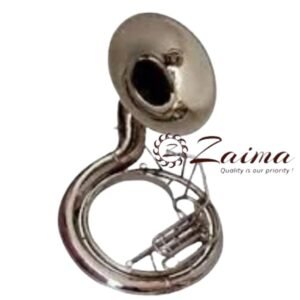 Sousaphone 24-Inch Nickel Plated with Mouthpiece & Hard Case | Brand Zaima – Manufactured by Al Yumna Overseas Pvt. Ltd | Ideal for School Band & Army Band | Professional Nickel Finish, Deep Resonant Sound, Durable, Elegant & Ready-to-Play