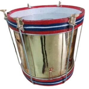 Zaima Tenor Drum / PT Drum / Marching Drum Heavy – 14 & 18 Inch Brass Shell with Golden Finish, Wooden Flat Rims in Multicolor Design, Screw Tension System, Ideal for School Bands, Army Bands, and Marching Parades, Manufactured by Al Yumna Overseas Pvt. Ltd.