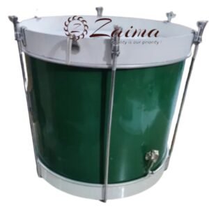 Zaima Tenor Drum / PT Drum / Marching Drum Heavy – Available in 14-Inch & 18-Inch Sizes, Wide Aluminium Shell, Flat Rims with Screw Tensions, Dark Green Shell and White Rims – Ideal for School Bands, Army Bands, and Marching Parades by Al Yumna Overseas Pvt. Ltd.