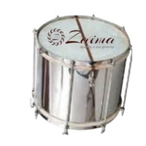 Zaima Tenor Drum / PT Drum / Marching Drum Heavy – 14-Inch Size, Wide Brass Shell with Flat Rims, Leather Head, and Screw Tensions, Nickel-Plated Shell and Rims – Ideal for School Bands, Army Bands, and Marching Parades by Al Yumna Overseas Pvt. Ltd
