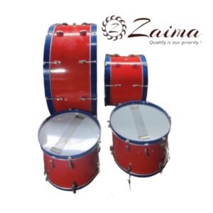 Zaima Tenor Drum / PT Drum / Marching Drum Heavy – Available in 14-Inch & 18-Inch Sizes, Wide Aluminum Shell with Lugs and Tension Rods, Flat Rims, Red Shell with Blue Rims – Perfect for School Bands, Army Bands, and Marching Parades by Al Yumna Overseas Pvt. Ltd.