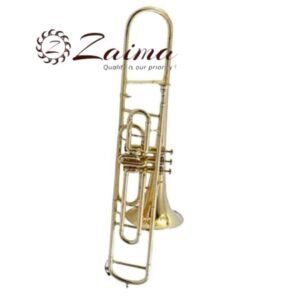 Trombone Bb  3-Valve Brass Finish with Mouthpiece & Hard Case | Brand Zaima – Manufactured by Al Yumna Overseas Pvt. Ltd | Ideal for School Band & Army Band | Professional Brass Construction, Rich Tone, Smooth Playability, Durable & Ready-to-Play