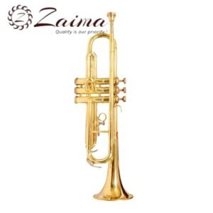 Trumpet Bb Brass Finish with Mouthpiece & Hard Case | Brand Zaima – Manufactured by Al Yumna Overseas Pvt. Ltd | Ideal for School Band & Army Band | Professional Brass Construction, Superior Sound, Elegant Design, Durable & Ready-to-Play