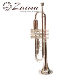 Trumpet Bb Nickel Plated with Mouthpiece & Hard Case | Brand Zaima – Manufactured by Al Yumna Overseas Pvt. Ltd | Ideal for School Band & Army Band | Professional Nickel Finish, Superior Sound, Elegant Design, Durable & Ready-to-Play
