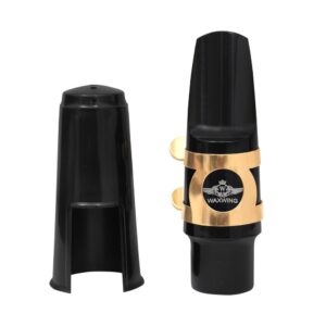 Waxwing Alto Saxophone Mouthpiece with Cap, Black and Gold
