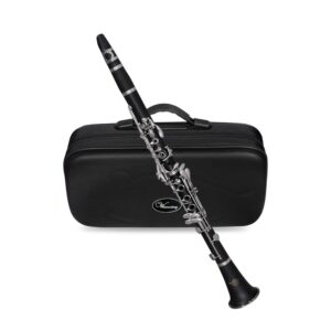 Waxwing Clarinet Bb 17-Key Nickel Plated | Premium Woodwind Instrument with Hard Case | Ideal for School Bands, Orchestra, and Music Lovers – Durable, Elegant, and Excellent Sound Quality