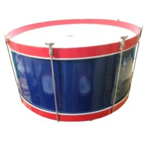 Zaima Heavy Bass Drum-Marching Drum- P.T Drum with Wide Aluminium Shell – Available in 22, 24, 26, and 28 Inches, Featuring Blue Body with Red Flat Rims and Screw Tensions – Perfect for School Bands, Army Bands, and Marching Parades – Manufactured by Al Yumna Overseas Pvt. Ltd.
