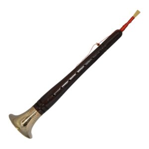 Zaima Wood Shehnai Black Lacquered by Al Yumna Overseas – A beautifully handcrafted wooden wind instrument with a glossy finish, producing soulful, resonant tones ideal for weddings, cultural ceremonies, and classical music performances.