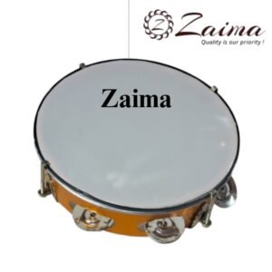 Tambourine/Dhapli/Dafli/Khanjri, Round in Durable Aluminium Frame, Sizes 7, 8, 9, 10, 12 Inch, with Synthetic Drumhead and Stainless-Steel Jingles, Bright Yellow Color, Perfect for School Bands, Devotional & Folk Music | Brand Zaima, by Al Yumna Overseas Pvt. Ltd.