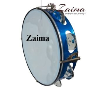 Tambourine/Dhapli/Dafli/Khanjri, Round in Durable Aluminium Frame, Sizes 7, 8, 9, 10, 12 Inch, with Synthetic Drumhead and Stainless-Steel Jingles, Elegant Blue Color, Ideal for School Bands, Cultural Events & Devotional Music | Brand Zaima, by Al Yumna Overseas Pvt. Ltd.