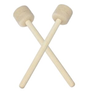 Bass Drum Beater / Mallet with Wooden Handle and Felt Head, Ideal for Percussion Instruments, Durable and Balanced Design for Deep Rich Sound, One Pair, Brand Zaima, Manufactured by Al Yumna Overseas Pvt. Ltd., Perfect for School and Band Use