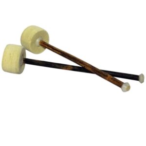 Bass Drum Beater / Mallet with Wooden Handle and Felt Head, Ideal for Percussion Instruments, Durable and Balanced Design for Deep Rich Sound, One Pair, Brand Zaima, Manufactured by Al Yumna Overseas Pvt. Ltd., Perfect for School and Band Use