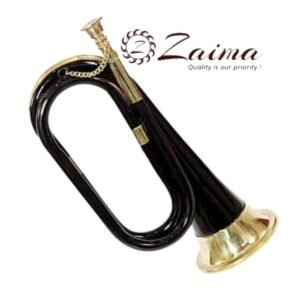 Zaima Bugle in Copper/Brass with Black Lacquered & Brass Finish, Hard Case & Mouthpiece – Elegant, Durable, and High-Quality Musical Instrument Perfect for School Bands, Marching Bands, and Music Enthusiasts, Single Piece by Al Yumna Overseas Pvt. Ltd.