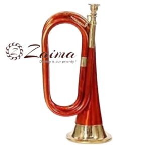 Zaima Bugle in Copper/Brass with Red Lacquered & Brass Finish, Hard Case & Mouthpiece – Elegant, Durable, and High-Quality Musical Instrument Perfect for School Bands, Marching Bands, and Music Enthusiasts, Single Piece by Al Yumna Overseas Pvt. Ltd.