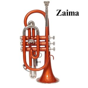 Cornet Trumpet in Brass, Bb, Handmade with Copper Lacquered + Nickel Plated Finish, Includes Mouthpiece and Hard Case, Premium Quality by Zaima, Ideal for Students, Bands, and Professionals, Expertly Crafted by Al Yumna Overseas Pvt. Ltd.