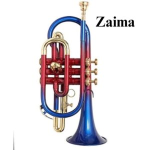 Cornet Trumpet in Brass, Bb, Handmade with Multicolor Lacquered Finish, Includes Mouthpiece and Hard Case, Premium Quality by Zaima, Perfect for Students, Professionals, School Bands, and Marching Use, Expertly Crafted by Al Yumna Overseas Pvt. Ltd.