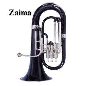 Premium Handmade Bb Brass Euphonium with 3 Piston Valves, Black Lacquered & Nickel-Plated Finish, Includes Mouthpiece and Hard Case – Rich Tone, Elegant Look, Ideal for School Bands, Orchestras, Marching Bands, and Professional Performers – By Zaima, Al Yumna Overseas Pvt. Ltd.