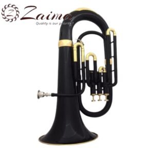 Premium Handmade Bb Brass Euphonium with 3 Piston Valves in Black Lacquered + Brass Finish, Includes Mouthpiece and Hard Case – Powerful Tone, Elegant Design, Ideal for School Bands, Orchestras, Marching Bands, and Professional Performers – By Zaima, Al Yumna Overseas Pvt. Ltd.