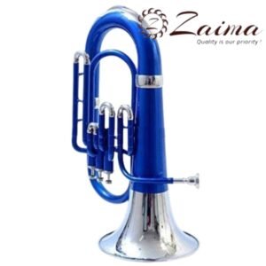 Brass Euphonium Bb with 3 Valves, Blue Lacquered & Nickel-Plated Finish, Includes Mouthpiece and Hard Case – Rich Tone, Elegant Build, Ideal for School Bands, Marching Bands, Professionals, and Music Enthusiasts – By Zaima, Al Yumna Overseas Pvt. Ltd.