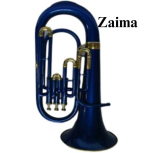 Premium Handmade Bb Brass Euphonium with 3 Piston Valves, Blue Lacquered + Brass Finish, Includes Mouthpiece and Hard Case – Ideal for School Bands, Orchestras, Stage Performers, and Professional Musicians – By Zaima, Al Yumna Overseas Pvt. Ltd.