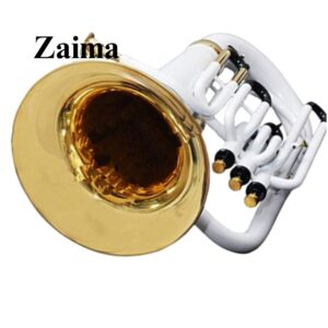 Premium Handmade Bb Brass Euphonium with White/Black Lacquered + Brass Finish, Includes Mouthpiece and Hard Case – Rich Tone, Elegant Design, Ideal for School Bands, Orchestras, Marching Bands, Stage Performers, and Professional Musicians – By Zaima, Al Yumna Overseas Pvt. Ltd.