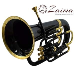 Brass Euphonium Bb 4 Valve by Zaima – Handmade, Black Lacquered + Brass Finish, Includes Mouthpiece & Hard Case, Ideal for School Bands, Marching Bands, and Professionals, Premium Craftsmanship by Al Yumna Overseas Pvt. Ltd., Single Piece