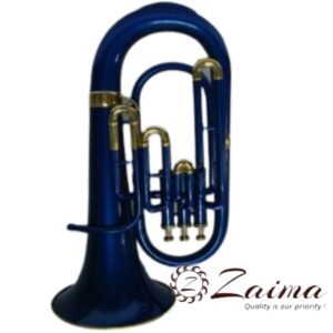 Premium Handmade Bb Brass Euphonium with 3 Piston Valves, Blue Lacquered + Brass Finish, Includes Mouthpiece and Hard Case – Ideal for School Bands, Orchestras, Stage Performers, and Professional Musicians – By Zaima, Al Yumna Overseas Pvt. Ltd.