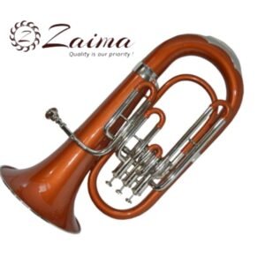 Premium Handmade Bb Brass Euphonium with 3 Valves in Copper Lacquered & Nickel-Plated Finish, Includes Mouthpiece and Hard Case – Rich Tone, Elegant Craftsmanship, Ideal for School Bands, Orchestras, Marching Bands, and Professional Performers – By Zaima, Al Yumna Overseas Pvt. Ltd.