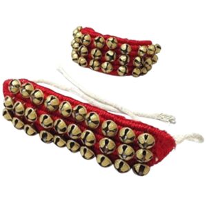 Ghungroo / Anklet Bells / Dance Bells / Musical Anklets – 3 Line Double String Red Pad, Made from Premium Brass Metal, Produces Clear Rhythmic Sound, Ideal for Classical Dance and Performances | 1 Pair | Brand Zaima | By Al Yumna Overseas Pvt. Ltd.