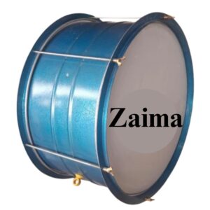 Zaima Heavy Bass Drum / Marching Drum / P.T. Drum, available in 24, 26, and 28 inches, features a wide iron metal shell, durable T rims, screw tension system, and elegant blue color—perfect for school bands, army bands, and marching parades.