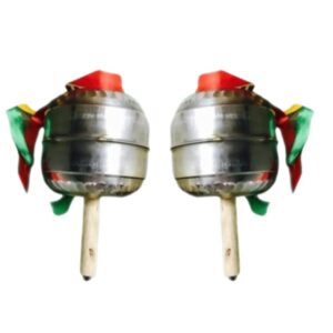 Maracas / Jhunjhuna / Junjuna / Shakers Hand Percussion Cymbals | Pack of 2 | Special Big Size 8", 9" & 12" | Stainless Steel Head, Silver Color | Natural Wooden Handle with Red, Yellow & Blue Ribbons | Brand Zaima | Made by Al Yumna Overseas Pvt. Ltd