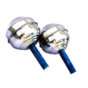 Maracas / Jhunjhuna / Junjuna / Shakers Hand Percussion Cymbals | Pack of 2 | Meerut Model | Available in 5,5.5, 6 & 6.5 Inch Sizes | Stainless Steel Head, Silver Color | Blue Wooden Handle | Brand Zaima | Made by Al Yumna Overseas Pvt. Ltd.