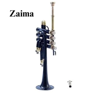 Premium Handmade Bb Piccolo Trumpet in Brass with Black Lacquered + Brass Finish, Includes Mouthpiece and Hard Case – Elegant Design, Bright Tone, Ideal for School Bands, Marching Bands, Stage Performers, and Music Lovers – By Zaima, Al Yumna Overseas Pvt. Ltd.