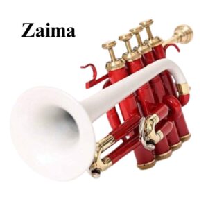 Premium Handmade Bb Piccolo Trumpet in Red & White Lacquered Brass Finish with Mouthpiece and Hard Case – Elegant Design, Superior Tone Quality, Perfect for School Bands, Professionals, Performances, and Music Enthusiasts – By Zaima, Al Yumna Overseas Pvt. Ltd.